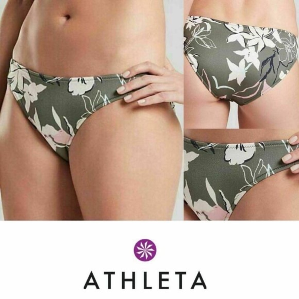 NWT Athleta Aqualuxe Wildflower Mid Rise Bottoms Scribble Floral Print